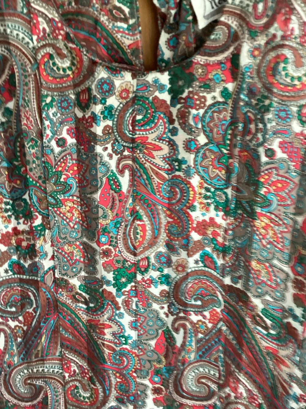 Notations Paisley Print Blouse in White, Red, Teal, Brown
